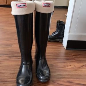 Tall Hunter Rain Boots with FREE White Boot Socks